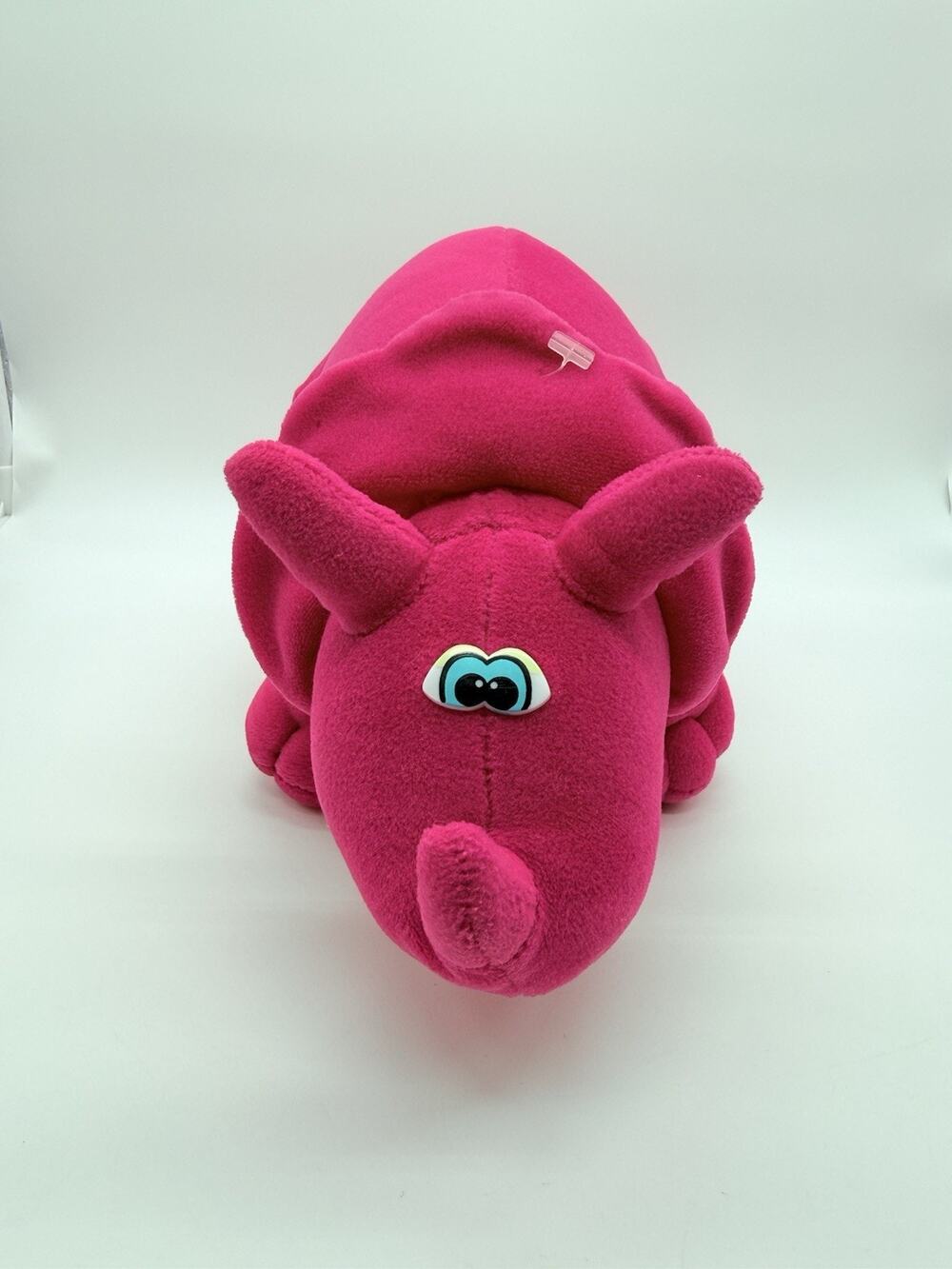 Vtg 1985 Prestige Toy Corp Pink Fuchsia Dinosaur Triceratops Velour Korea Plush